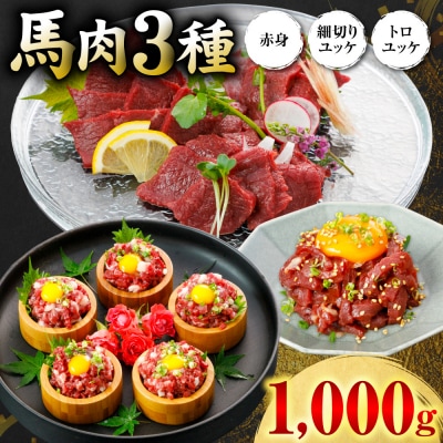 馬肉 3種1000g (赤身400g、トロユッケ300g、細切りユッケ300g)_306-6832