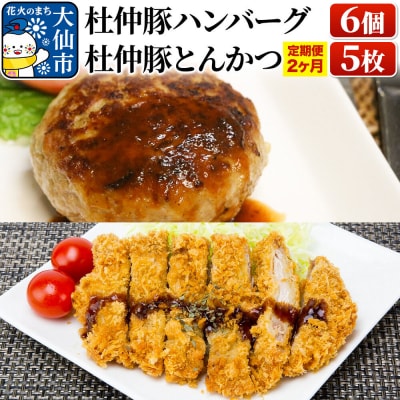 【2ヶ月】産 杜仲豚ハンバーグ 6個・とんかつ5枚セット|22_dkb-180102