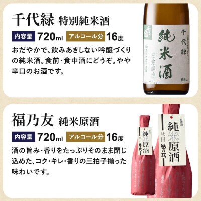 三蔵純米呑みくらべセット 秋田豊穣・千代緑・福乃友|22_aso-020301