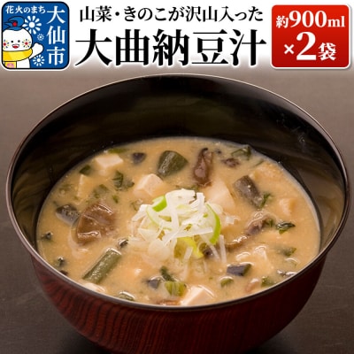 山菜・きのこが沢山入った大曲納豆汁 約900ml(汁椀約5杯分)×2袋|22_dkb-210201