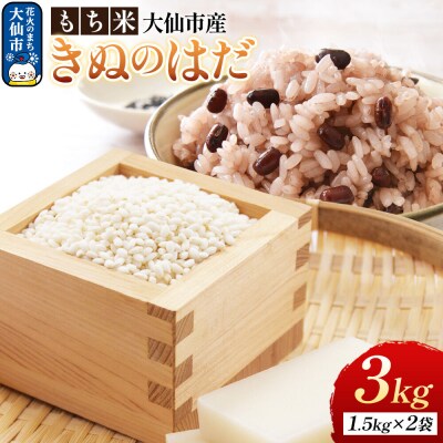 もち米 きぬのはだ 3kg 令和7年産 大仙市産 おこめのさわた|22_oks-360201