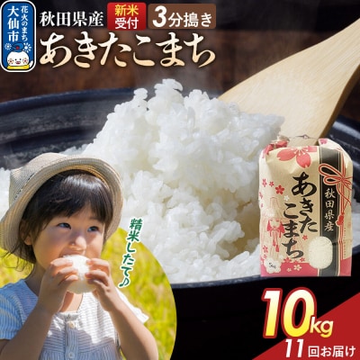 定期便11ヶ月 3分搗き あきたこまち 10kg 秋田県産 令和8年産|22_kml-041011s