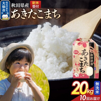 定期便10ヶ月 無洗米 あきたこまち 20kg 秋田県産 令和8年産|22_kml-022010s