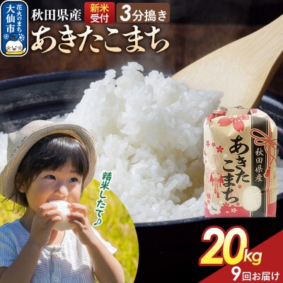 定期便9ヶ月 3分搗き あきたこまち 20kg 秋田県産 令和8年産|22_kml-042009s