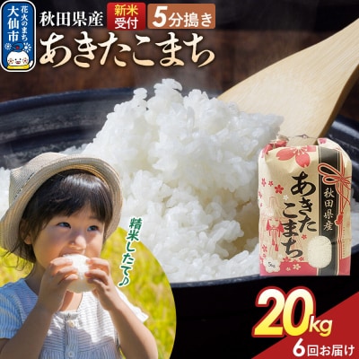 定期便6ヶ月 5分搗き あきたこまち 20kg 秋田県産 令和8年産|22_kml-052006s