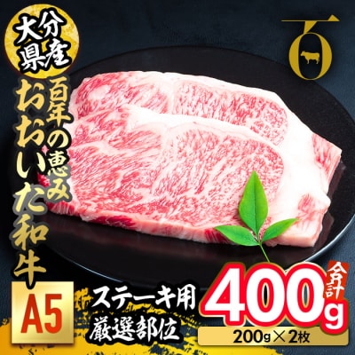 百年の恵み おおいた和牛 A5 ステーキ用 厳選部位 (計400g・200g×2枚)  