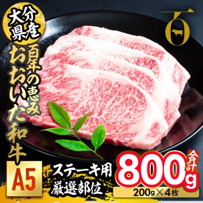 百年の恵み おおいた和牛 A5 ステーキ用 厳選部位 (計800g・200g×4枚)  