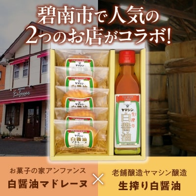 碧南銘産セット 伝統の木桶仕込みヤマシン白醤油と絶品白醤油マドレーヌ　H010-014