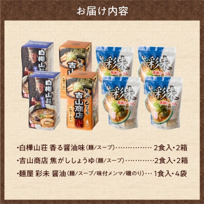 北海道ラーメン 醤油セット3種 彩未/白樺山荘/吉山商店 計12食_hs290-008