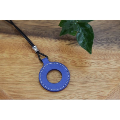 レザーグラスホルダー(ステッチ有)青