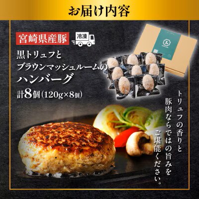 黒トリュフとブラウンマッシュルームのハンバーグ(計8個)【T001-0185】