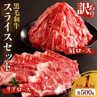 【訳あり】黒毛和牛 肩ロース & リブローススライス(計1kg)【T025-0025】(都農町)