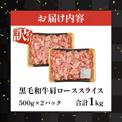 【訳あり】黒毛和牛 肩ローススライス(計1kg)【T025-0055】(都農町)