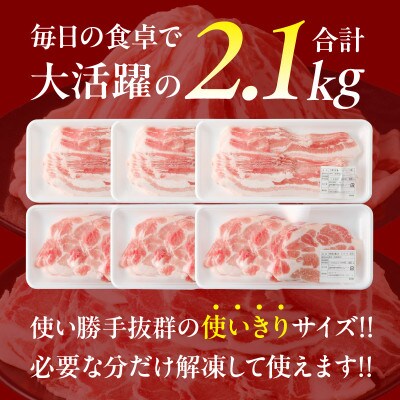 宮崎県産豚バラ&豚肩ローススライスセット計2.1kg【T009-0076】