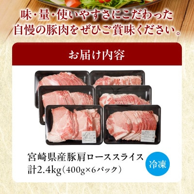 宮崎県産豚肩ローススライス計2.4kg【T009-0086】