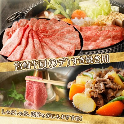「宮崎牛 肩(ウデ)すき焼き用」計1kg【T009-0156】