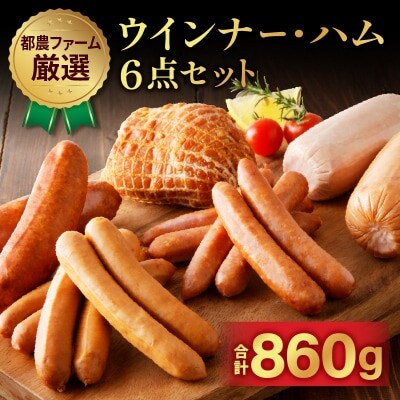 都農ファーム厳選「ウインナー・ハム6点セット」合計860g 【T020-0015】