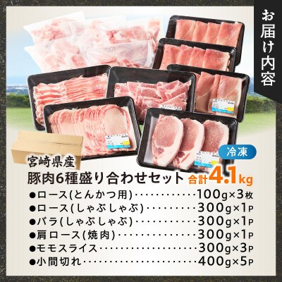 宮崎県産 豚肉 6種盛り合わせセット(合計4.1kg)【T030-2045】(都農町)