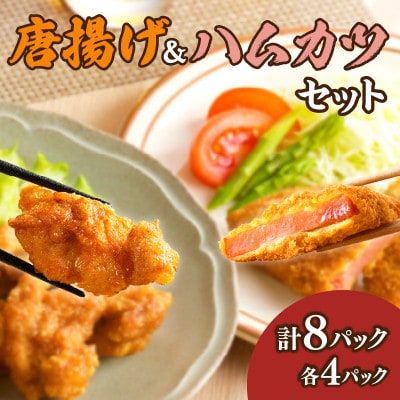 簡単調理!!唐揚げ&ハムカツセット(合計8パック)【T006-0055】(都農町)