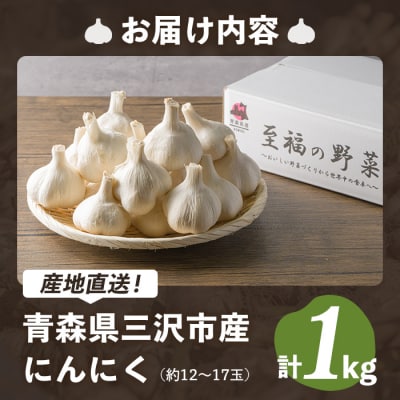 青森県三沢市産 にんにく (1kg)