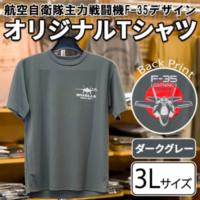 航空自衛隊主力戦闘機F-35デザインTシャツ ダークグレー・3Lサイズ