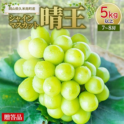 〈2026年発送〉岡山名産【晴王】シャインマスカット5kg以上(7～8房)【贈答品】久米南町産