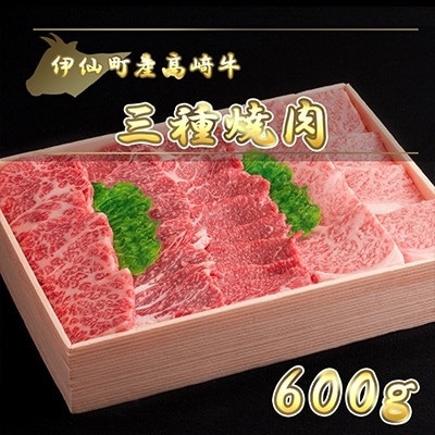 伊仙町産高崎牛三種焼肉600g【N-04】