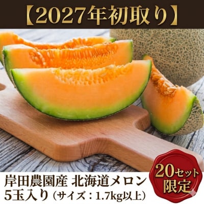 2027年初取り!岸田農園産 北海道メロン5玉入り(1玉:1.7kg以上)【20セット限定】