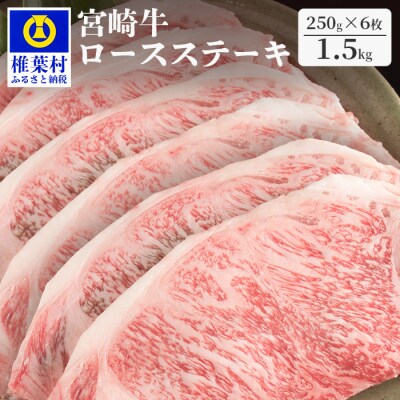受賞歴多数!! 宮崎牛 ロースステーキ 250g×6【合計1.5Kg】MT-47