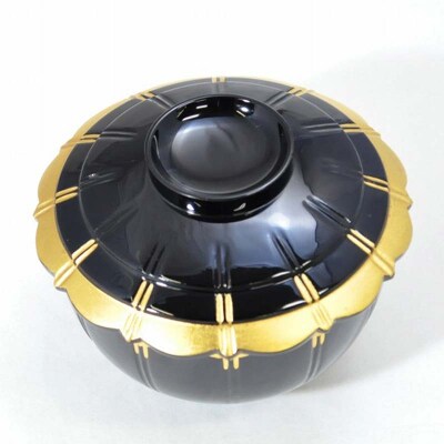上級品 山中塗 王朝椀 金箔 5客揃 木箱入り 煮物椀 漆器 F6P-0860
