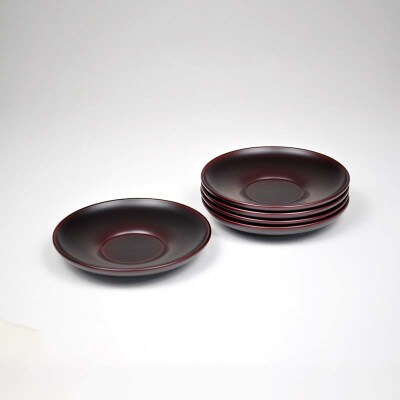 栃4.5ダルマ茶托 素黒目溜 5枚組 漆器 ダルマ茶托 伝統工芸品 F6P-2211