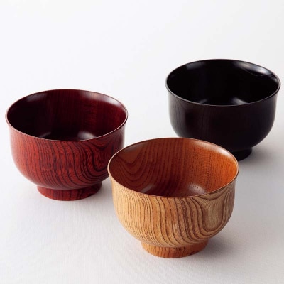 山中塗 欅汁椀三色揃 3客セット 日本製 伝統工芸品 食器 お椀 F6P-2215