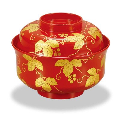 国産 山中塗 上級品 4.5御殿型煮物椀 金箔蔦 汁椀 漆器 伝統工芸 F6P-2314