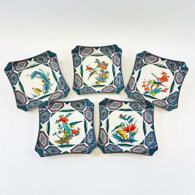 九谷焼 皿揃 古九谷花鳥絵変り 5枚組 食器 お皿 日本製 伝統工芸 皿 F6P-2850