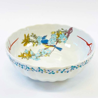 九谷焼 鉢 桜に鳥 伝統工芸品 盛り鉢 テーブルウェア 食器 加賀市 F6P-2858
