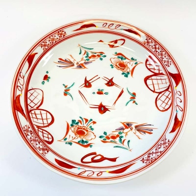九谷焼 盛皿 赤絵 伝統 色絵磁器 九谷五彩 手描きインテリア 食器 皿 F6P-2864