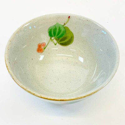 九谷焼 飯碗 山帰来 伝統色絵磁器 九谷五彩 手描き 一点もの 茶碗 碗 F6P-2866