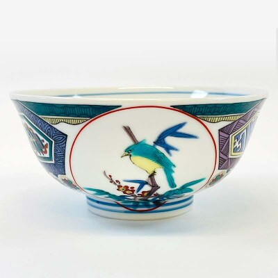 九谷焼 飯碗 古九谷風かわせみ 伝統色絵磁器 手描き 一点もの 茶碗 碗 F6P-2867