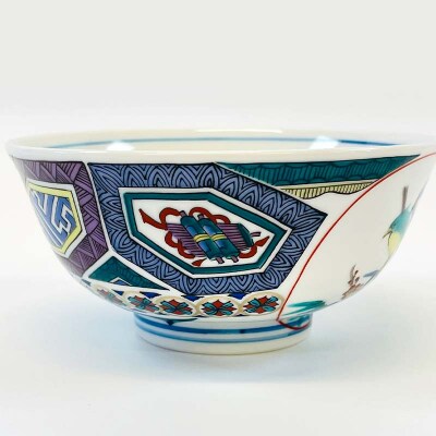 九谷焼 飯碗 古九谷風かわせみ 伝統色絵磁器 手描き 一点もの 茶碗 碗 F6P-2867