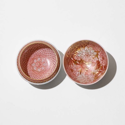 白砡描割 宝相華文珠盃 緑 工芸品 陶磁器 お猪口 ぐい呑み 盃 九谷焼 F6P-2883