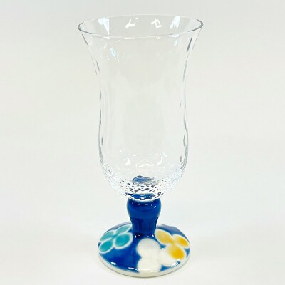 九谷和グラス 冷酒グラスクローバー(ブルー) 工芸品 グラス コップ 食器 F6P-3152