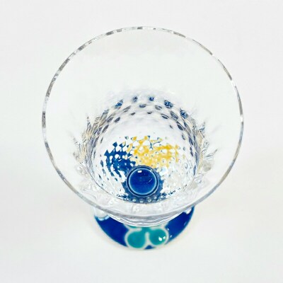 九谷和グラス 冷酒グラスクローバー(ブルー) 工芸品 グラス コップ 食器 F6P-3152