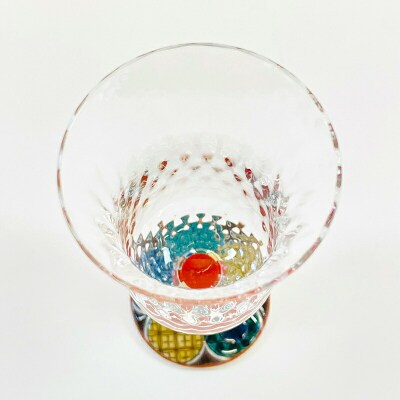 九谷和グラス 冷酒グラス古九谷丸紋 工芸品 グラス コップ 食器 F6P-3153