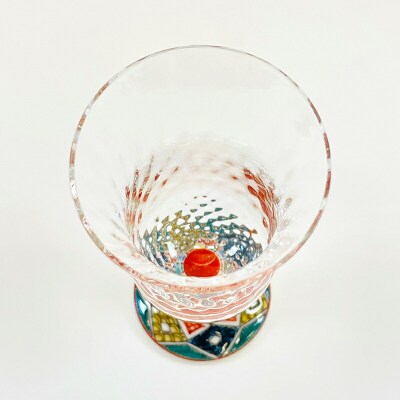 九谷和グラス 冷酒グラス古九谷菱紋 工芸品 グラス コップ 食器 F6P-3154