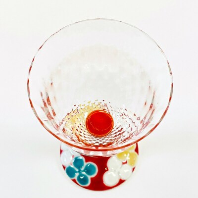 九谷和グラス ワイングラスクローバー(レッド) 工芸品 グラス コップ 食器 F6P-3155