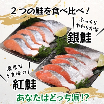 紅鮭&銀鮭(甘塩切身)10切入(個包装真空パック)(a10-1009)