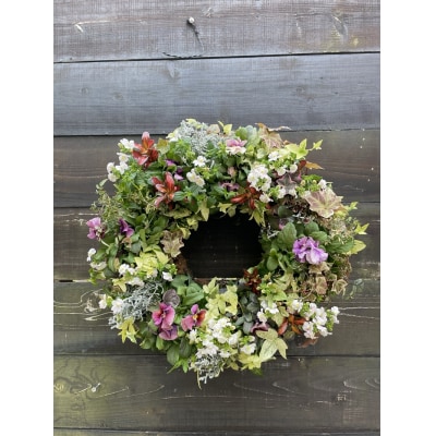 フラワーリースハンギング 季節のリース おまかせ(a33-015)