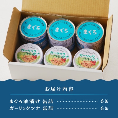 焼津漁協オリジナルツナ缶詰(まぐろ油漬け)6缶入&ガーリックツナ缶詰6缶入(a11-140)