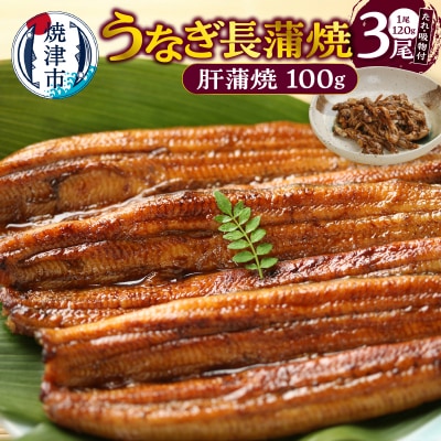 うなぎ120g長蒲焼×3、肝蒲焼100g×1、たれ(山椒)、吸物セット(a20-445)