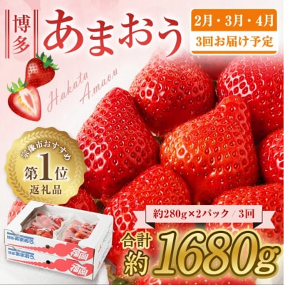 【3回毎月お届け】アフター保証 博多あまおう 約280g×2P【ほたるの里】_HB0075